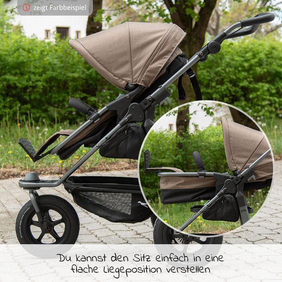 TFK Kombi-Kinderwagen Mono mit Luftreifen, Kombi-Einheit, Babyschale Cabriofix, Isofix-Basis & XXL-Zamboo Zubehör - Olive