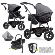 Kombi-Kinderwagen Mono mit Luftreifen, Kombi-Einheit, Babyschale Cabriofix, Isofix-Basis & XXL-Zamboo Zubehör - Premium Anthrazit