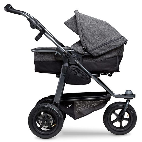 TFK Kombi-Kinderwagen Mono mit Luftreifen, Kombi-Einheit, Babyschale Cabriofix, Isofix-Basis & XXL-Zamboo Zubehör - Premium Anthrazit
