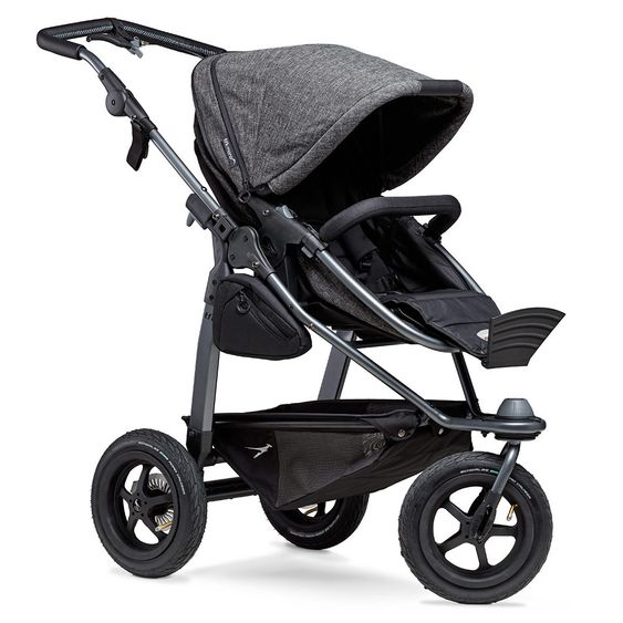 TFK Kombi-Kinderwagen Mono mit Luftreifen, Kombi-Einheit, Babyschale Cabriofix, Isofix-Basis & XXL-Zamboo Zubehör - Premium Anthrazit