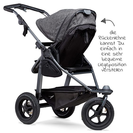 TFK Kombi-Kinderwagen Mono mit Luftreifen, Kombi-Einheit, Babyschale Cabriofix, Isofix-Basis & XXL-Zamboo Zubehör - Premium Anthrazit