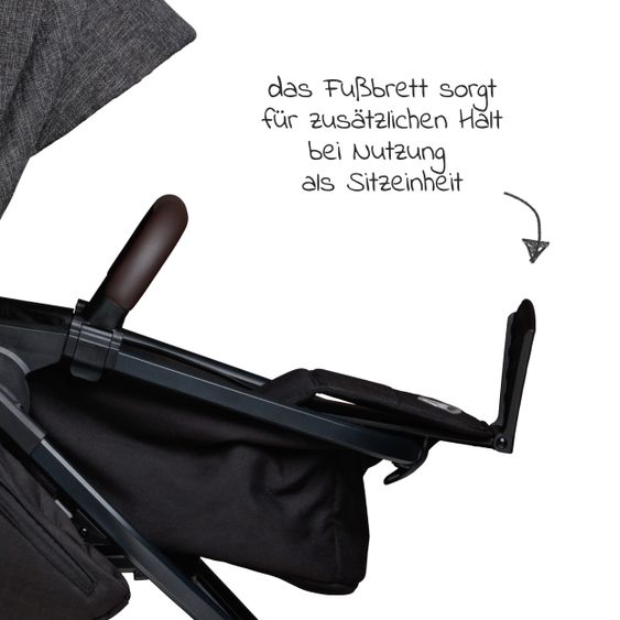 TFK Kombi-Kinderwagen Mono 2 Luftkammerreifen inkl. Kombi-Einheit (Babywanne + Sitz) mit Liegeposition&XXL Zubehör - Anthrazit