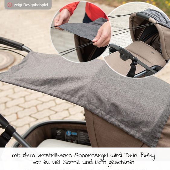 TFK Combi stroller Mono2 air chamber tires incl. Combi unit (baby bath + seat) with reclining position&XXL accessories - Anthracite