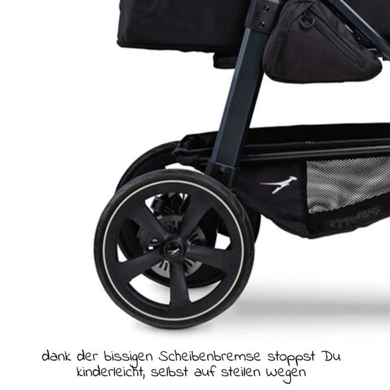 TFK Kombi-Kinderwagen Mono 2 Luftkammerreifen inkl. Kombi-Einheit (Babywanne + Sitz) mit Liegeposition&XXL Zubehör - Anthrazit