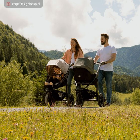 TFK Kombi-Kinderwagen Mono 2 Luftkammerreifen inkl. Kombi-Einheit (Babywanne + Sitz) mit Liegeposition&XXL Zubehör - Anthrazit