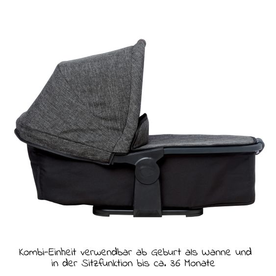 TFK Kombi-Kinderwagen Mono 2 Luftkammerreifen inkl. Kombi-Einheit (Babywanne + Sitz) mit Liegeposition&XXL Zubehör - Anthrazit