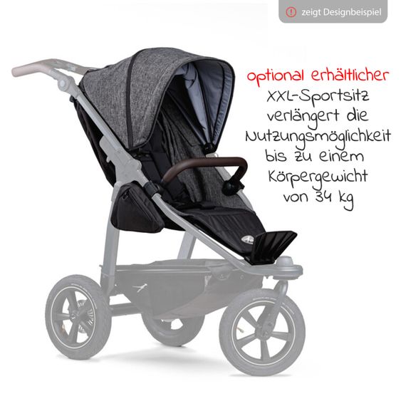 TFK Combi stroller Mono2 air chamber tires incl. Combi unit (baby bath + seat) with reclining position&XXL accessories - Anthracite