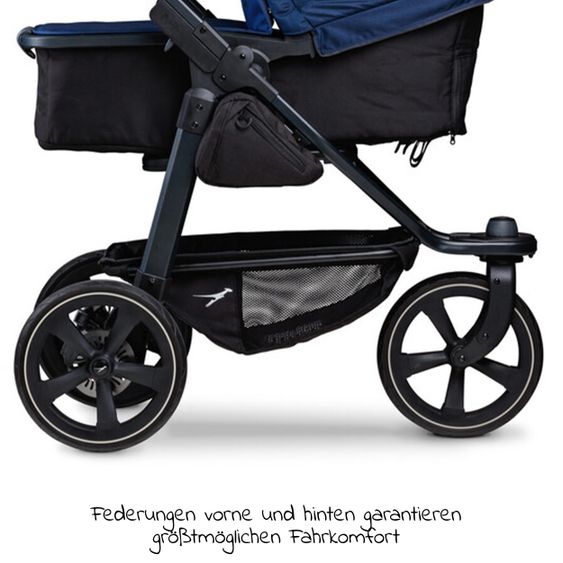 TFK Kombi-Kinderwagen Mono 2 Luftkammerreifen inkl. Kombi-Einheit (Babywanne + Sitz) mit Liegeposition&XXL Zubehör - Marine