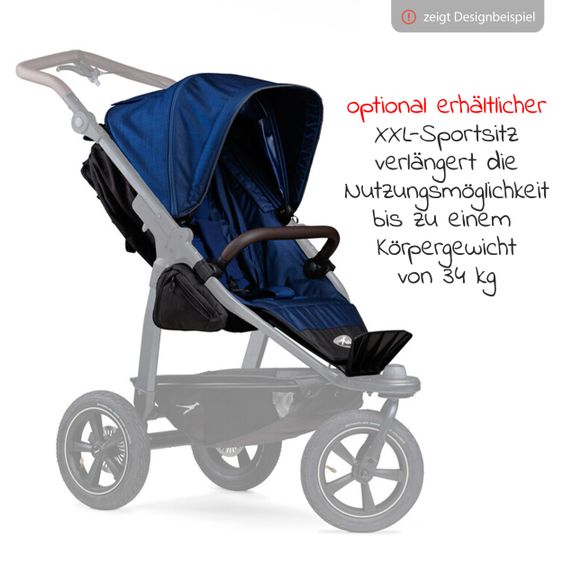 TFK Kombi-Kinderwagen Mono 2 Luftkammerreifen inkl. Kombi-Einheit (Babywanne + Sitz) mit Liegeposition&XXL Zubehör - Marine