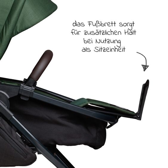 TFK Kombi-Kinderwagen Mono 2 Luftkammerreifen inkl. Kombi-Einheit (Babywanne + Sitz) mit Liegeposition&XXL Zubehör - Olive