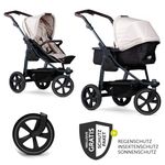 Kombi-Kinderwagen Mono 2 Luftkammerreifen inkl. Kombi-Einheit (Babywanne + Sitz) mit Liegeposition&XXL Zubehör - Sand