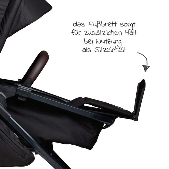 TFK Kombi-Kinderwagen Mono 2 Luftkammerreifen inkl. Kombi-Einheit (Babywanne + Sitz) mit Liegeposition&XXL Zubehör - Schwarz