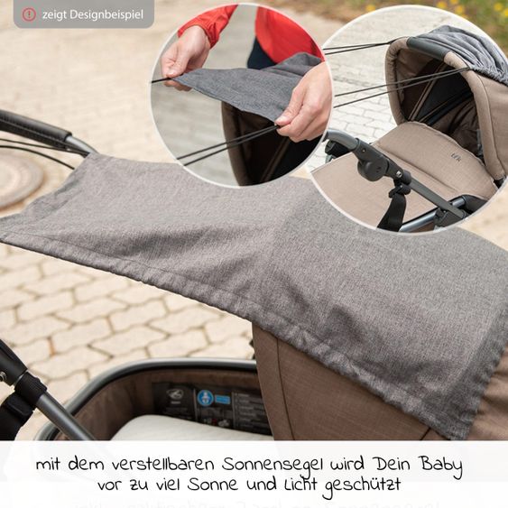TFK Kombi-Kinderwagen Mono 2 Luftkammerreifen inkl. Kombi-Einheit (Babywanne + Sitz) mit Liegeposition&XXL Zubehör - Schwarz