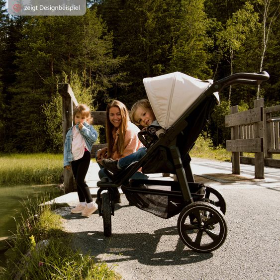 TFK Kombi-Kinderwagen Mono 2 Luftkammerreifen inkl. Kombi-Einheit (Babywanne + Sitz) mit Liegeposition&XXL Zubehör - Schwarz