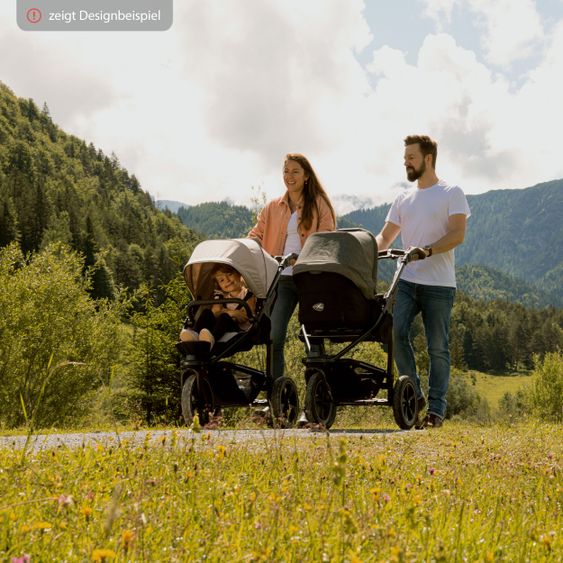 TFK Kombi-Kinderwagen Mono 2 Luftkammerreifen inkl. Kombi-Einheit (Babywanne + Sitz) mit Liegeposition&XXL Zubehör - Schwarz
