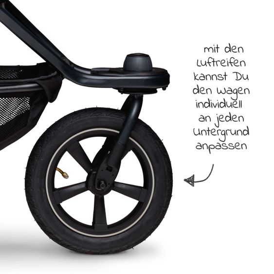 TFK Combi stroller Mono2 pneumatic tires incl. Combi unit (baby bath+seat) with reclining position & XXL accessories package - Pr. Grey