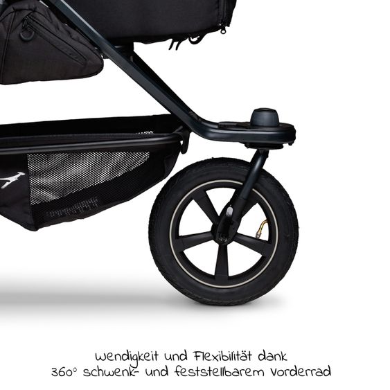 TFK Combi stroller Mono2 pneumatic tires incl. Combi unit (baby bath+seat) with reclining position & XXL accessories package - Pr. Grey