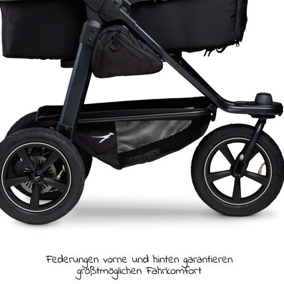 TFK Combi stroller Mono2 pneumatic tires incl. Combi unit (baby bath+seat) with reclining position & XXL accessories package - Pr. Grey