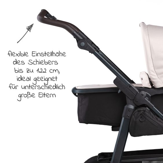 TFK Kombi-Kinderwagen Mono 2 Luftreifen inkl. Kombi-Einheit (Babywanne+Sitz) mit Liegeposition & XXL Zubehörpaket - Sand