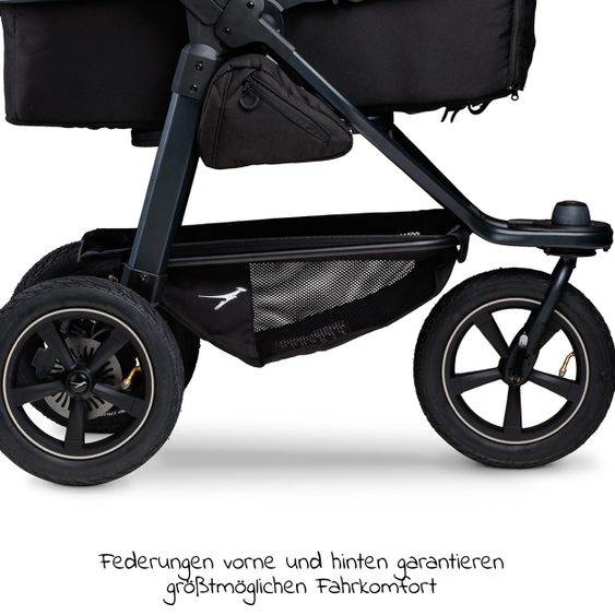 TFK Kombi-Kinderwagen Mono 2 Luftreifen inkl. Kombi-Einheit (Babywanne+Sitz) mit Liegeposition & XXL Zubehörpaket - Sand