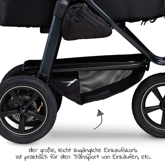 TFK Kombi-Kinderwagen Mono 2 Luftreifen inkl. Kombi-Einheit (Babywanne+Sitz) mit Liegeposition & XXL Zubehörpaket - Sand