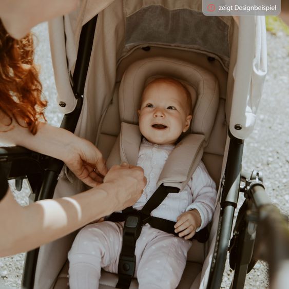 TFK Kombi-Kinderwagen Mono 2 Luftreifen inkl. Kombi-Einheit (Babywanne+Sitz) mit Liegeposition & XXL Zubehörpaket - Sand