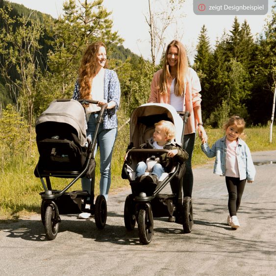 TFK Kombi-Kinderwagen Mono 2 Luftreifen inkl. Kombi-Einheit (Babywanne+Sitz) mit Liegeposition & XXL Zubehörpaket - Sand