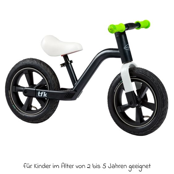 TFK Laufrad Balance Bike mit Luftreifen, Trageschlaufe & verstellbarem Sattel - Grün