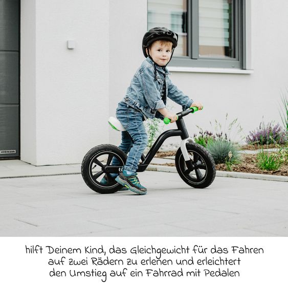 TFK Laufrad Balance Bike mit Luftreifen, Trageschlaufe & verstellbarem Sattel - Grün