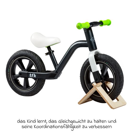 TFK Laufrad Balance Bike mit Luftreifen, Trageschlaufe & verstellbarem Sattel - Grün