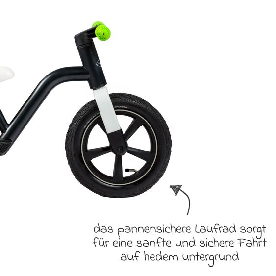 TFK Laufrad Balance Bike mit Luftreifen, Trageschlaufe & verstellbarem Sattel - Grün