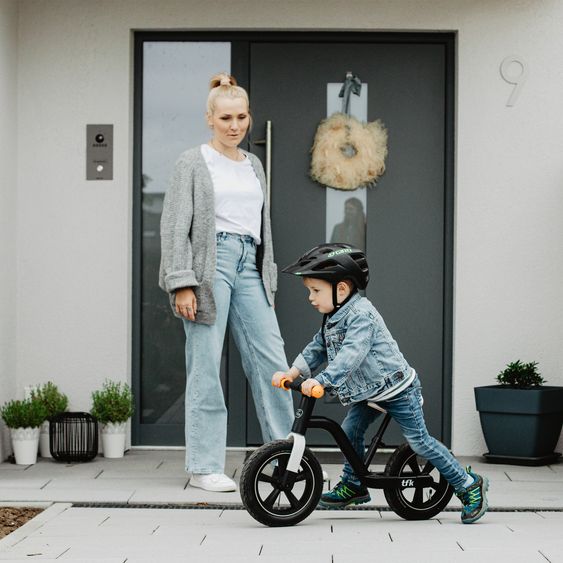 TFK Laufrad Balance Bike mit Luftreifen, Trageschlaufe & verstellbarem Sattel - Orange
