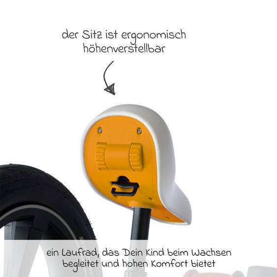 TFK Laufrad Balance Bike mit Luftreifen, Trageschlaufe & verstellbarem Sattel - Orange