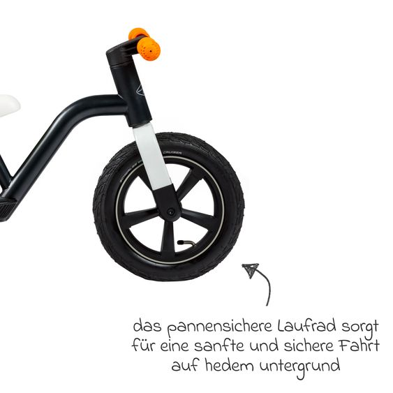 TFK Laufrad Balance Bike mit Luftreifen, Trageschlaufe & verstellbarem Sattel - Orange