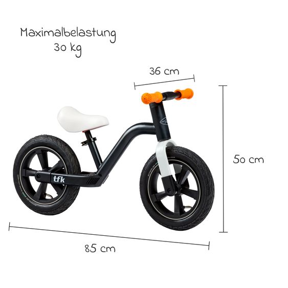 TFK Laufrad Balance Bike mit Luftreifen, Trageschlaufe & verstellbarem Sattel - Orange