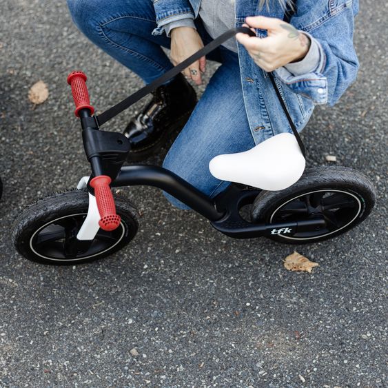 TFK Laufrad Balance Bike mit Luftreifen, Trageschlaufe & verstellbarem Sattel - Rot