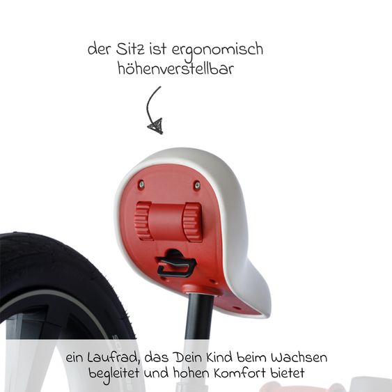 TFK Laufrad Balance Bike mit Luftreifen, Trageschlaufe & verstellbarem Sattel - Rot