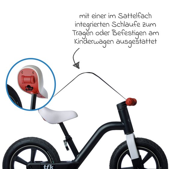 TFK Laufrad Balance Bike mit Luftreifen, Trageschlaufe & verstellbarem Sattel - Rot