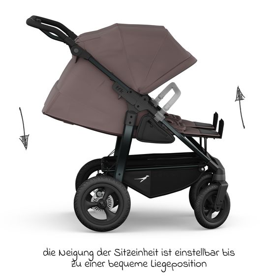 TFK Sports seat (1 x Follow-up Seat) for Duo incl. Footrest, Canopy + Safety Bar - Braun