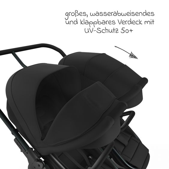 TFK Sports seat (1 x Follow-up Seat) for Duo incl. Footrest, Canopy + Safety Bar - Black