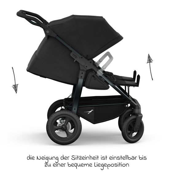 TFK Sports seat (1 x Follow-up Seat) for Duo incl. Footrest, Canopy + Safety Bar - Black