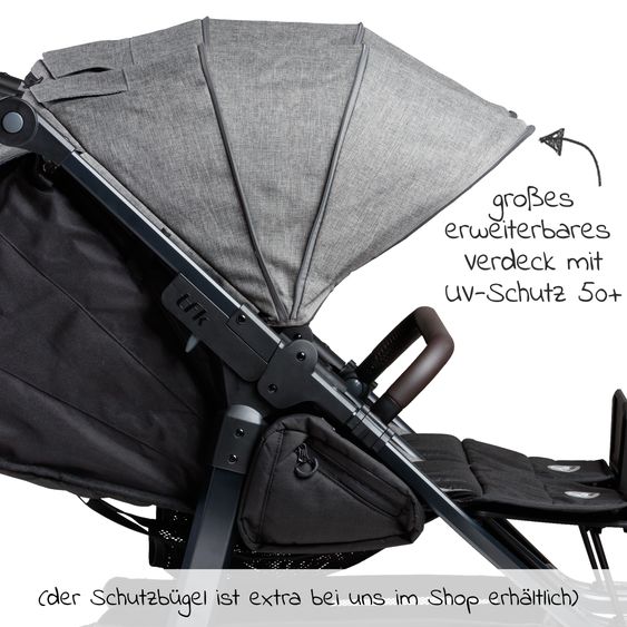 TFK Sportsitz (1 x XXL-Komfort-Sitz) für Duo 2 für Kinder bis 45 kg - Premium Grau