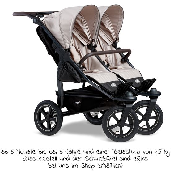 TFK Sportsitz (1 x XXL-Komfort-Sitz) für Duo 2 für Kinder bis 45 kg - Sand