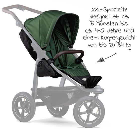 TFK Sportsitz für Mono 2 XXL Komfort-Sitz für Kinder bis 34 kg - Olive