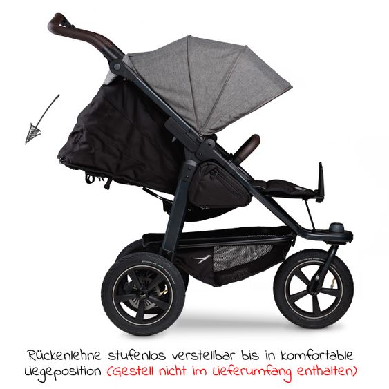 TFK Seggiolino sportivo per Mono 2 XXL con protezione dalle intemperie per bambini fino a 34 kg - Premium Grey