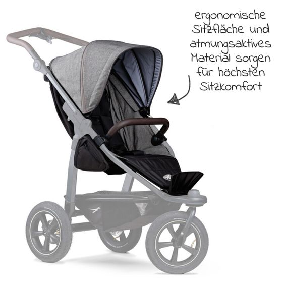 TFK Seggiolino sportivo per Mono 2 XXL con protezione dalle intemperie per bambini fino a 34 kg - Premium Grey