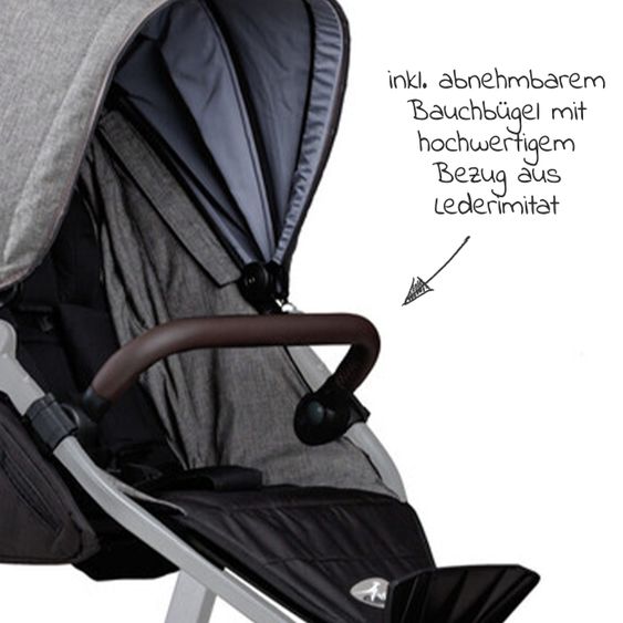 TFK Seggiolino sportivo per Mono 2 XXL con protezione dalle intemperie per bambini fino a 34 kg - Premium Grey