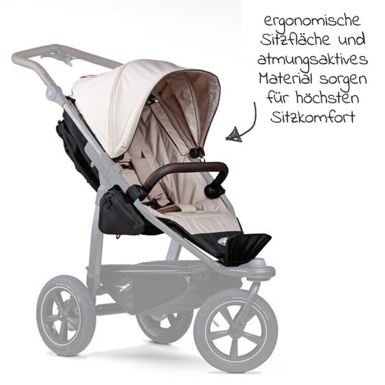 TFK Sports seat for Mono 2 XXL comfort seat incl. weather protection for children up to 34 kg - Sand