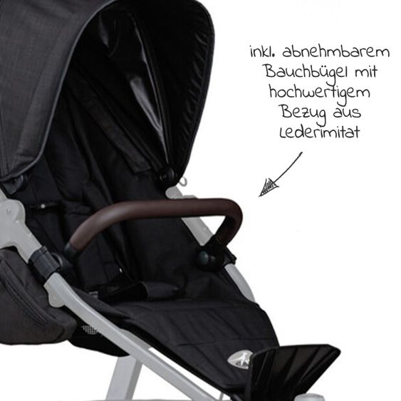 TFK Sportsitz für Mono 2 XXL Komfort-Sitz für Kinder bis 34 kg - Schwarz