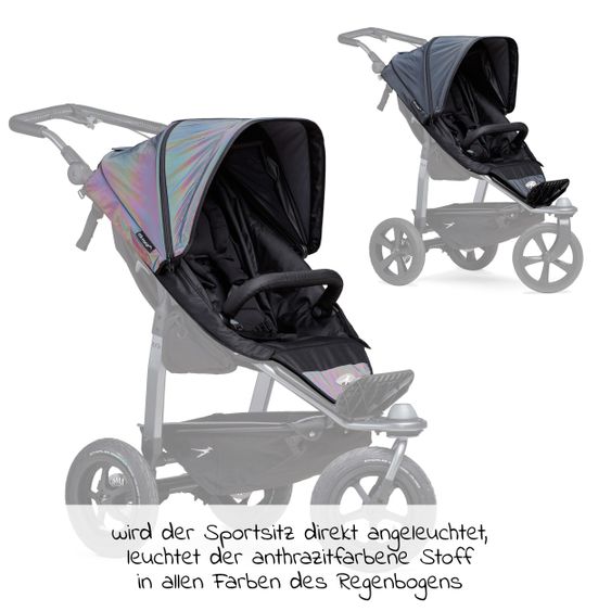 TFK Sportsitz für Mono - XXL Komfort-Sitz inkl. Wetterschutz für Kinder bis 34 kg - Glow in the Dark